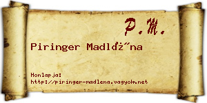 Piringer Madléna névjegykártya